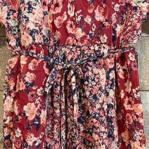 Speechless Floral Kids Dress in Red and Blue